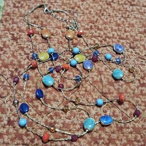 Vintage Multicolor Mixed Beaded Double Strand Necklace